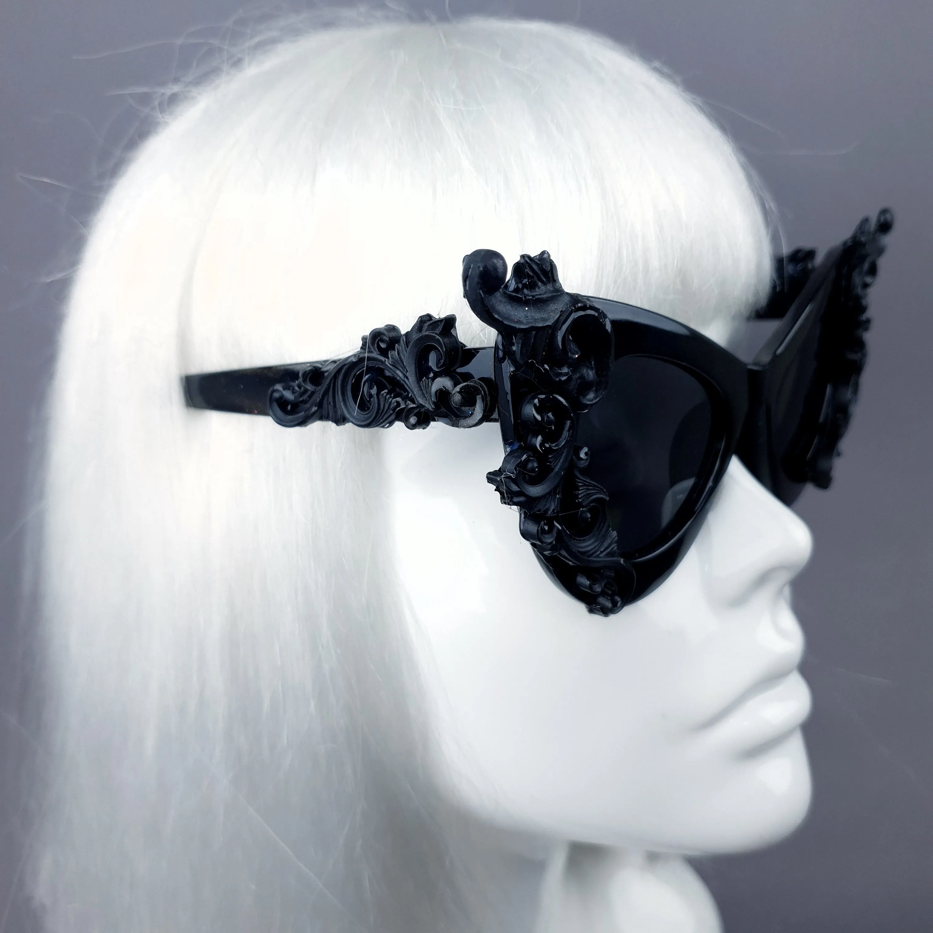 "Gothique" Black Filigree Catseye Sunglasses