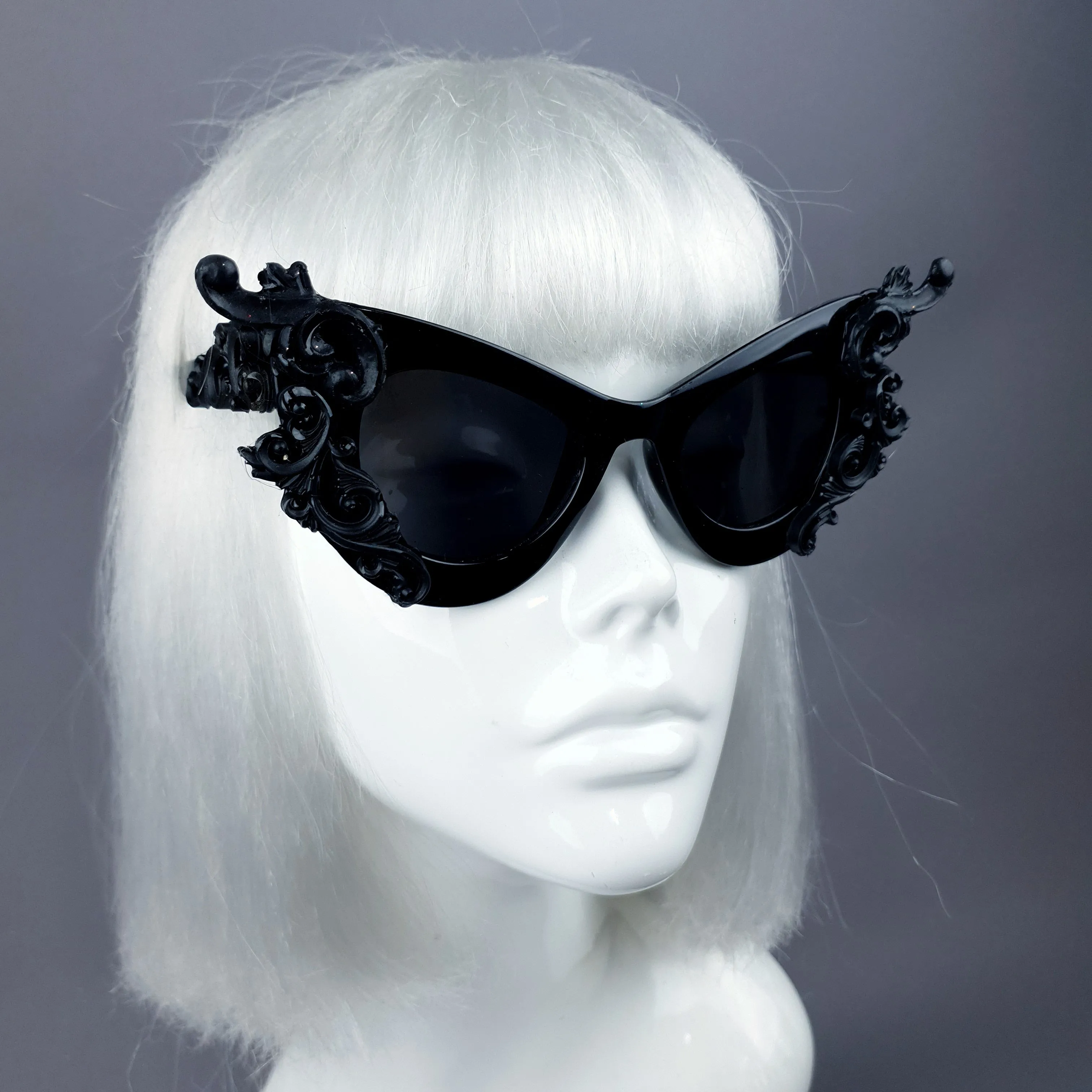 "Gothique" Black Filigree Catseye Sunglasses