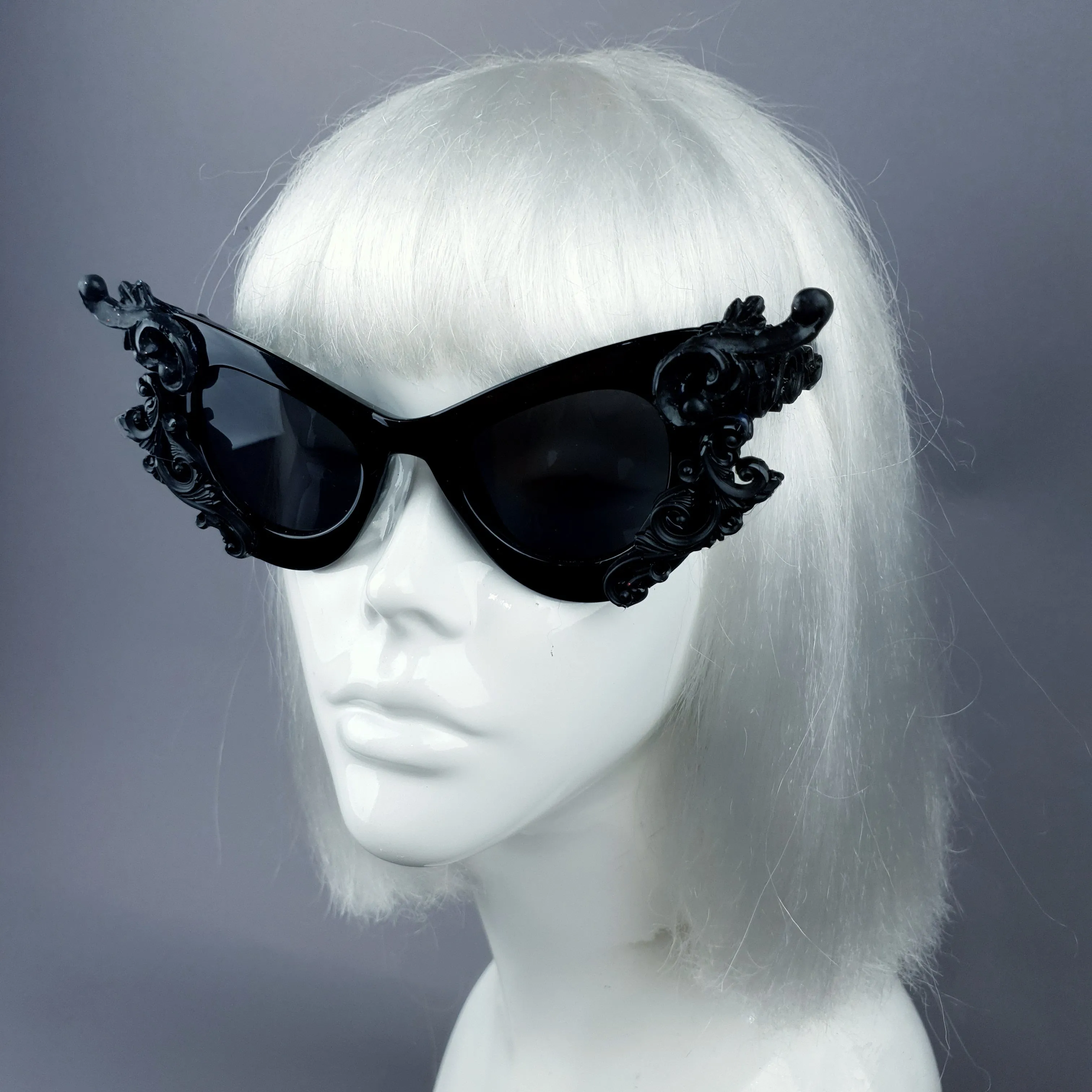 "Gothique" Black Filigree Catseye Sunglasses