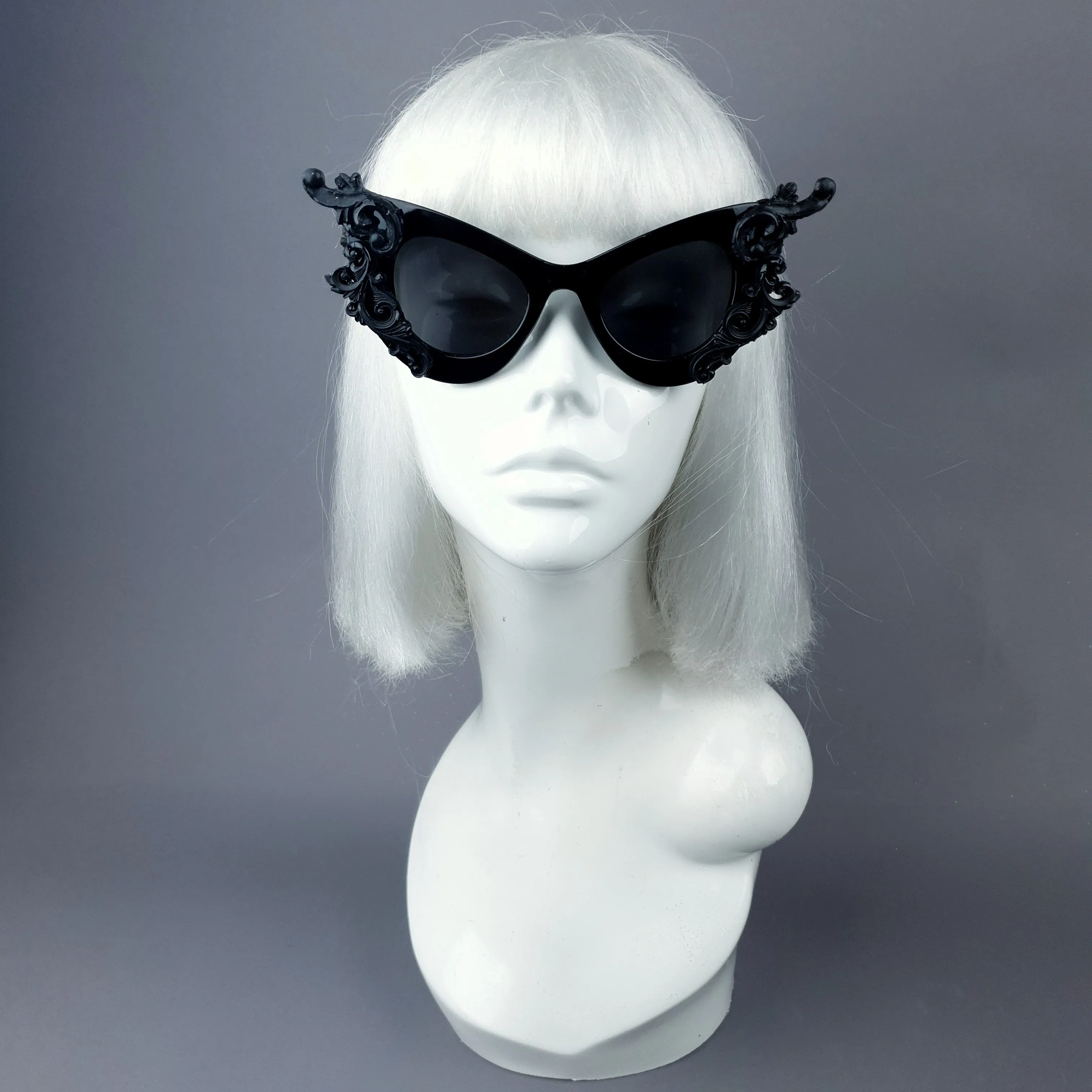 "Gothique" Black Filigree Catseye Sunglasses