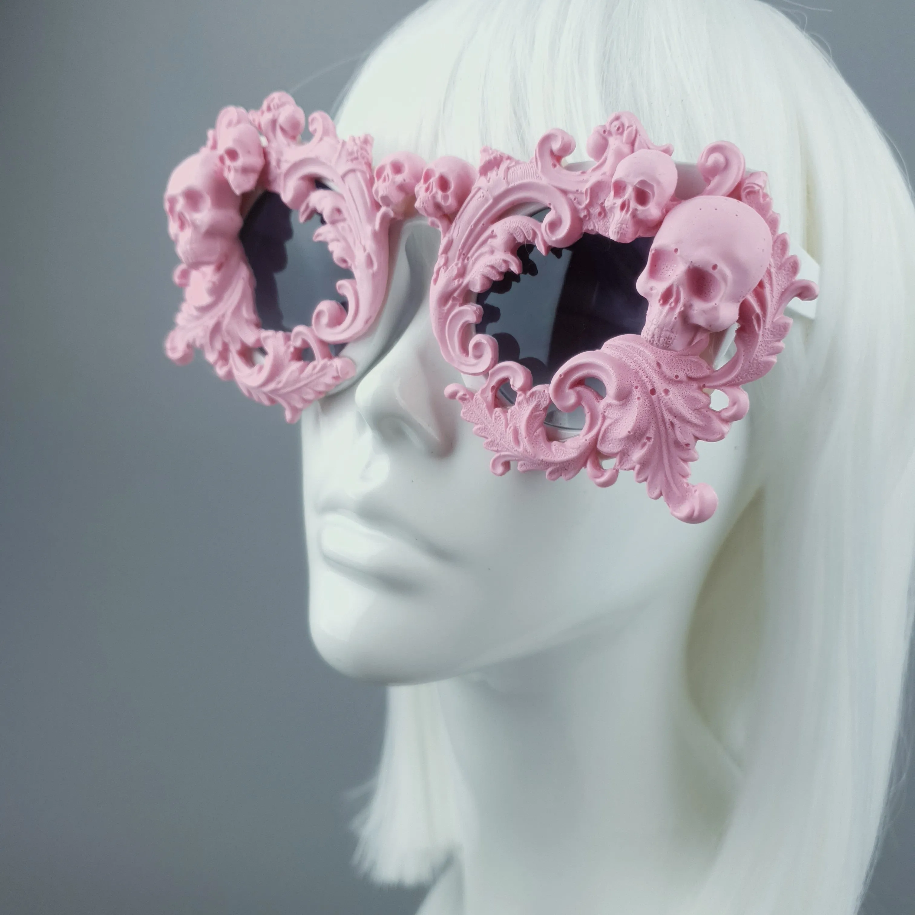 "Mabuz" Pink Skull & Filigree Sunglasses