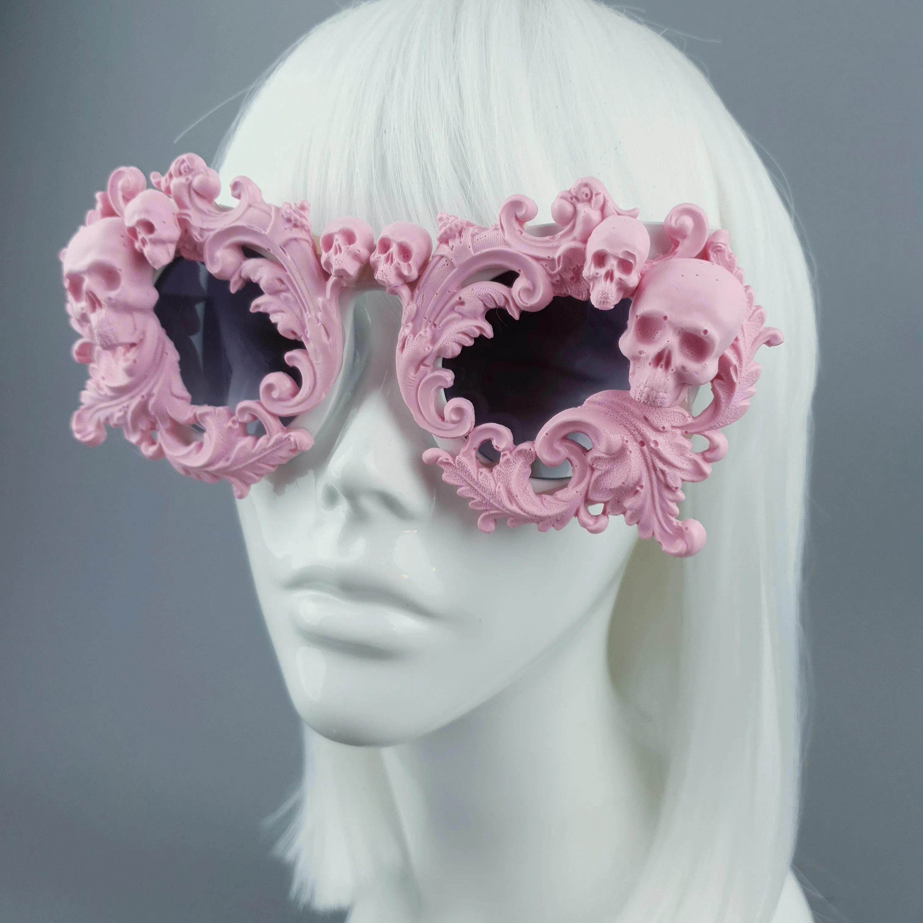 "Mabuz" Pink Skull & Filigree Sunglasses