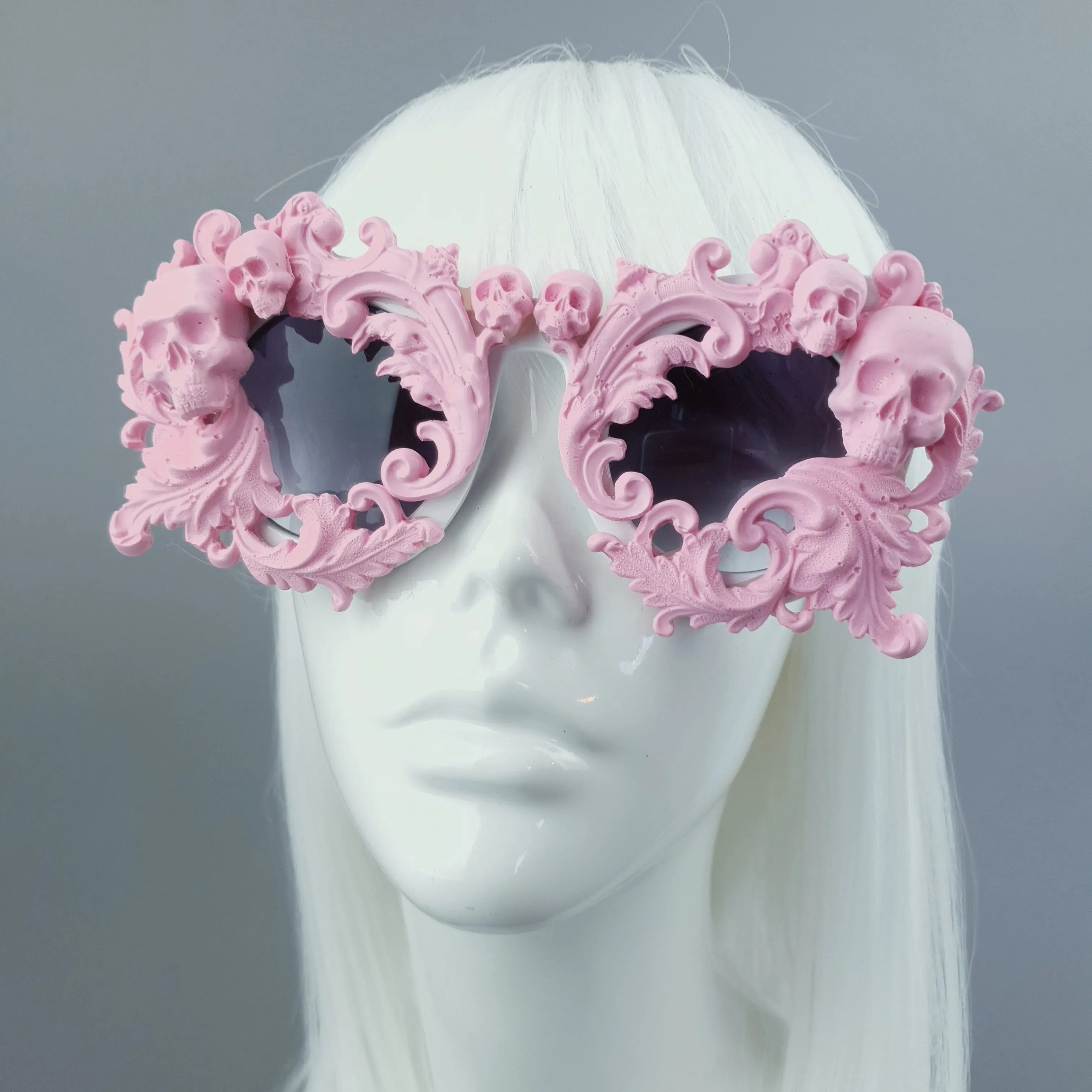 "Mabuz" Pink Skull & Filigree Sunglasses