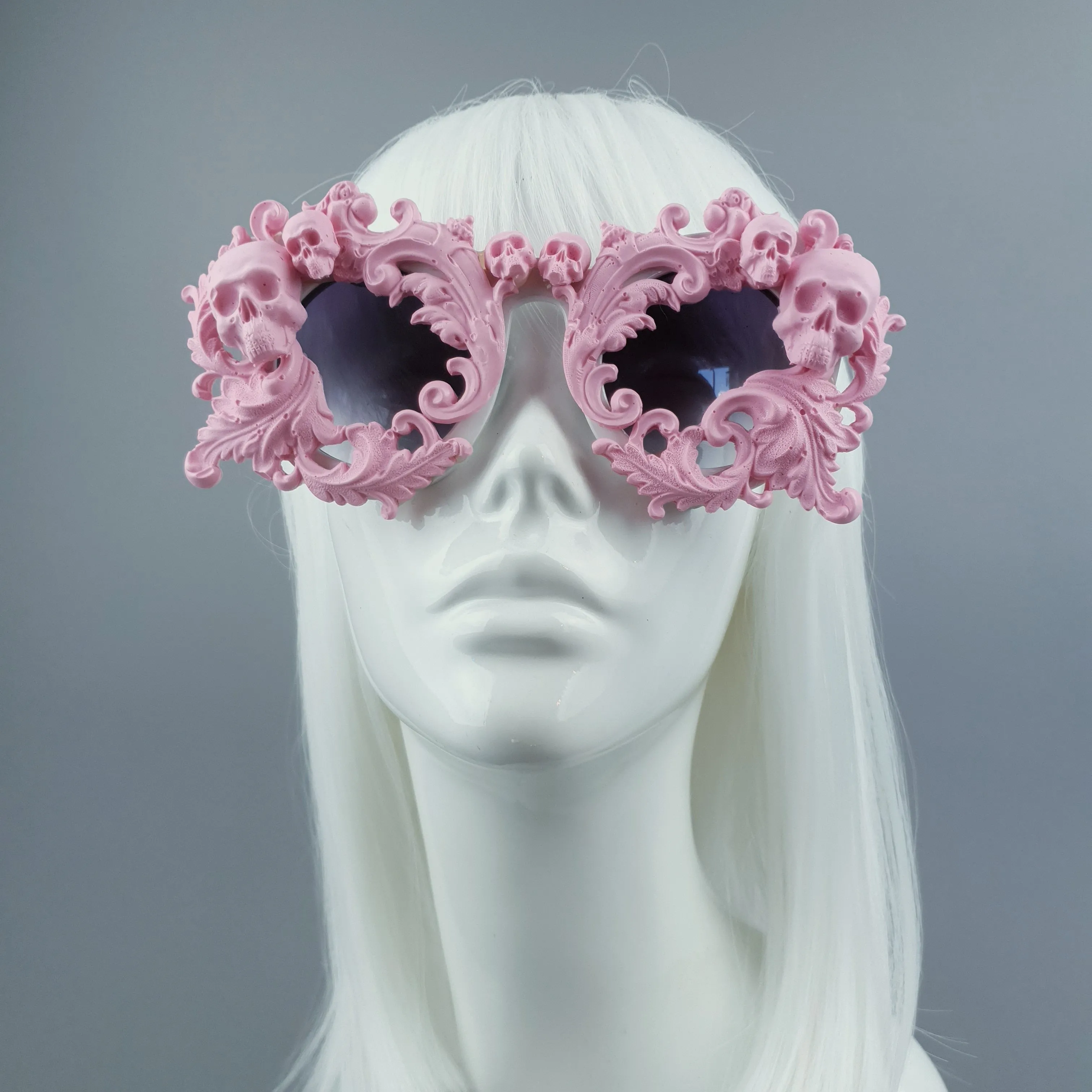 "Mabuz" Pink Skull & Filigree Sunglasses