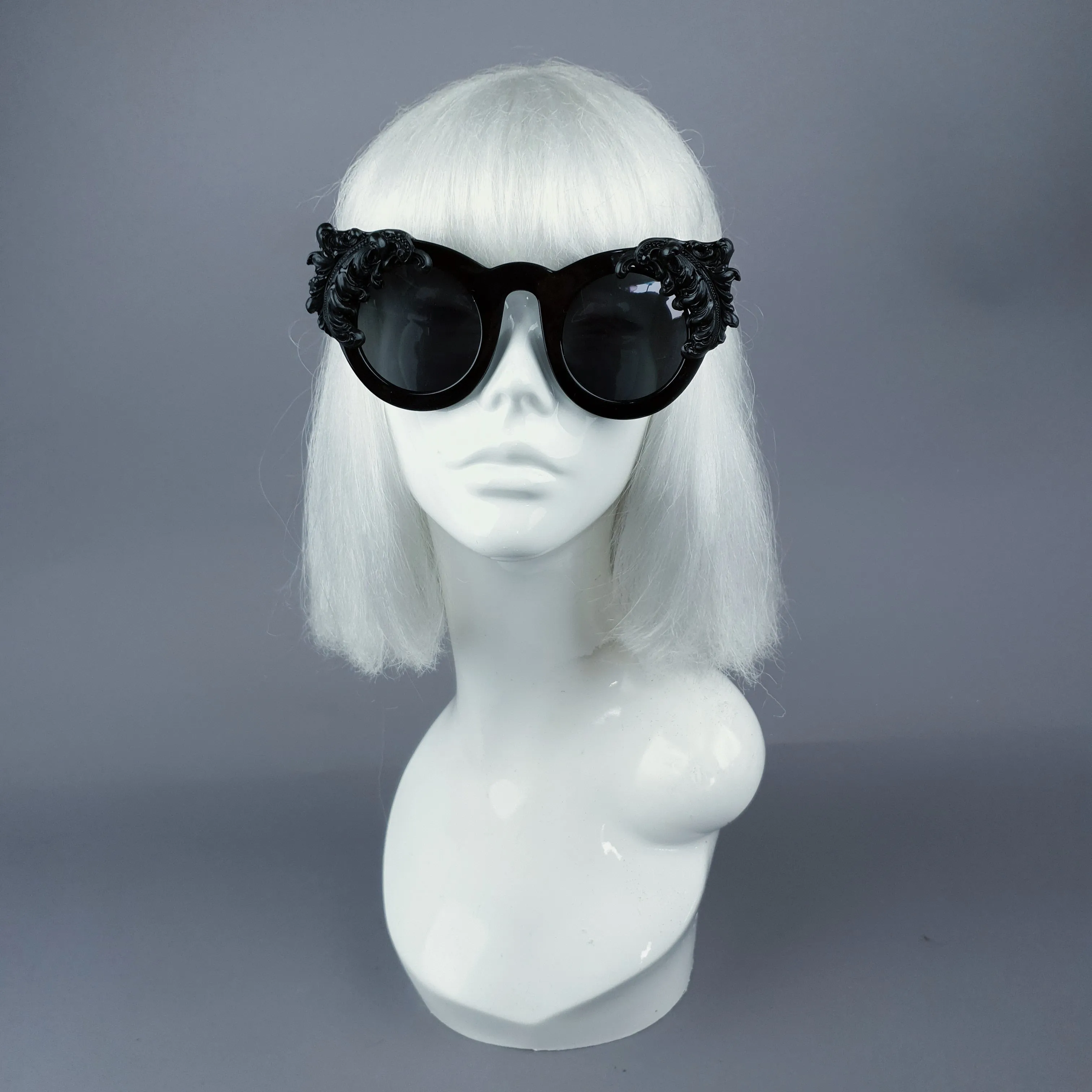 "Nakhti" Black Filigree Statement Sunglasses