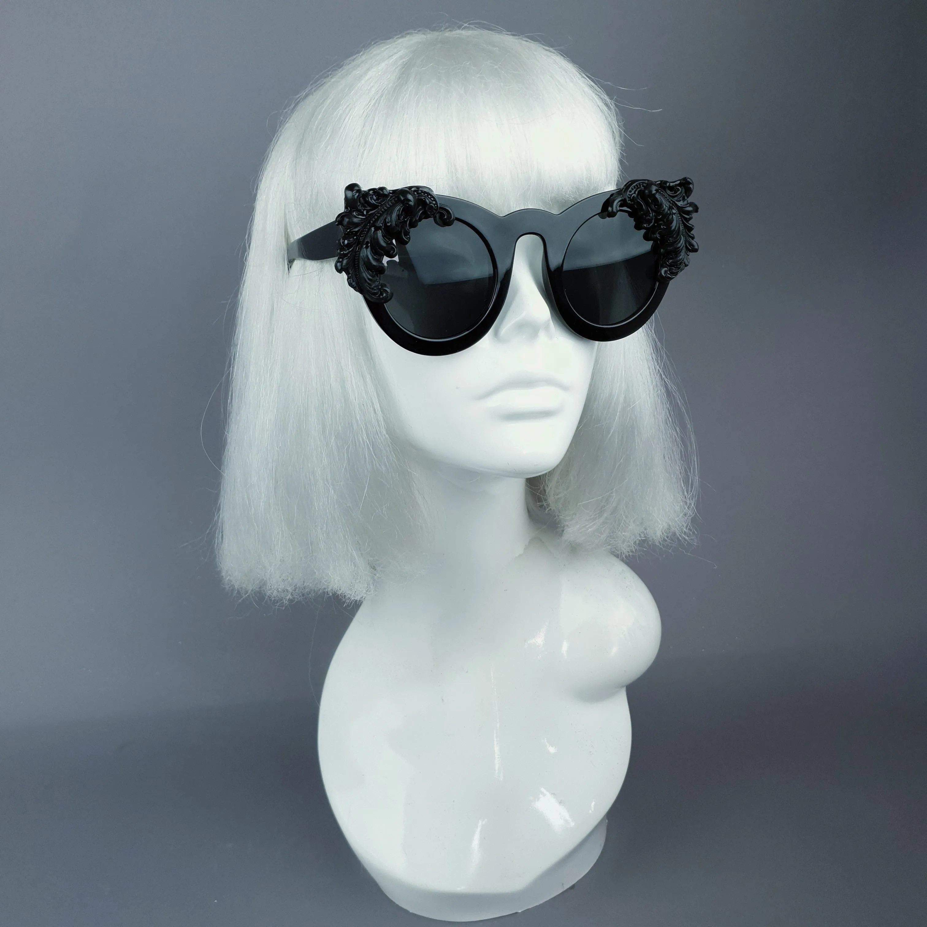 "Nakhti" Black Filigree Statement Sunglasses