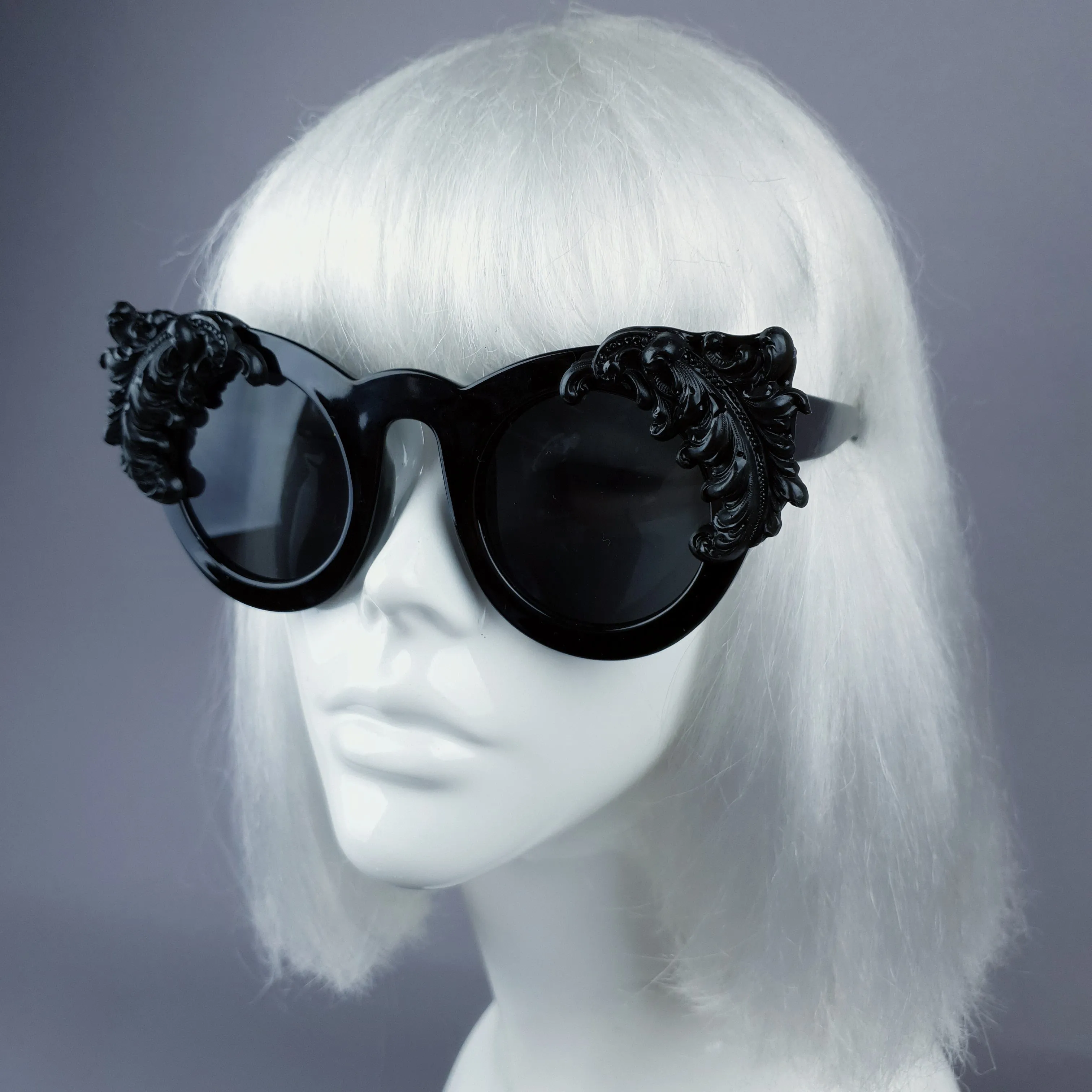 "Nakhti" Black Filigree Statement Sunglasses