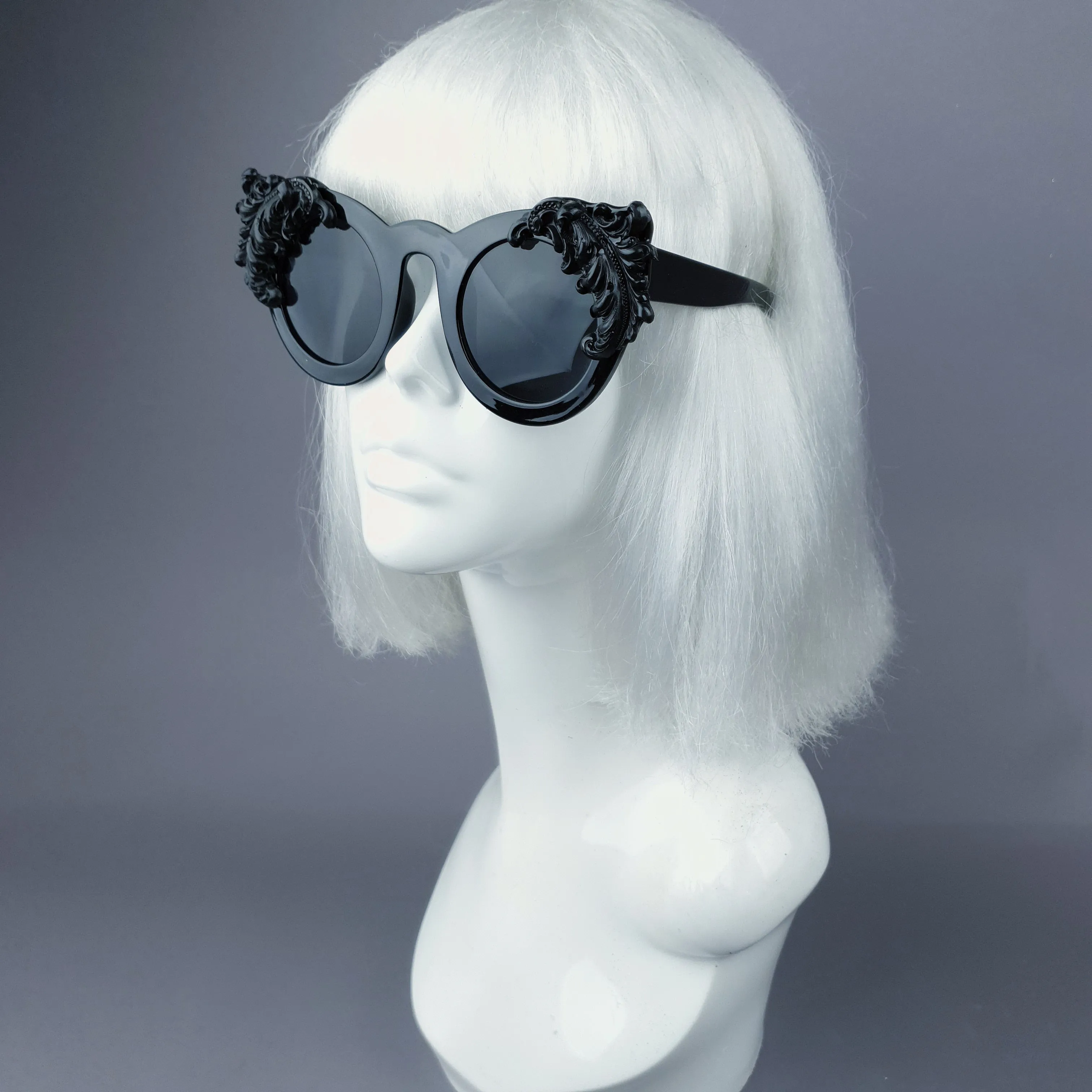 "Nakhti" Black Filigree Statement Sunglasses