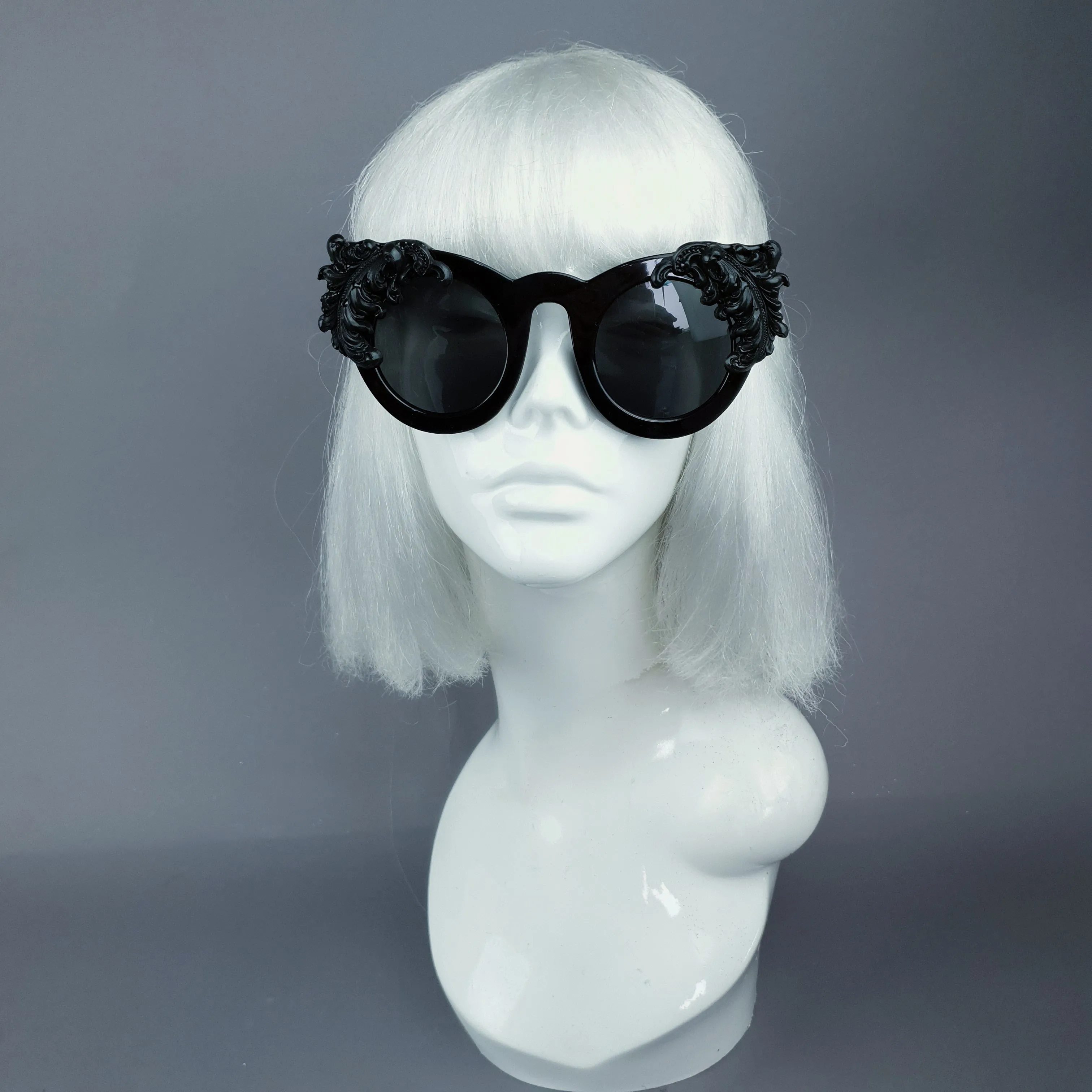 "Nakhti" Black Filigree Statement Sunglasses