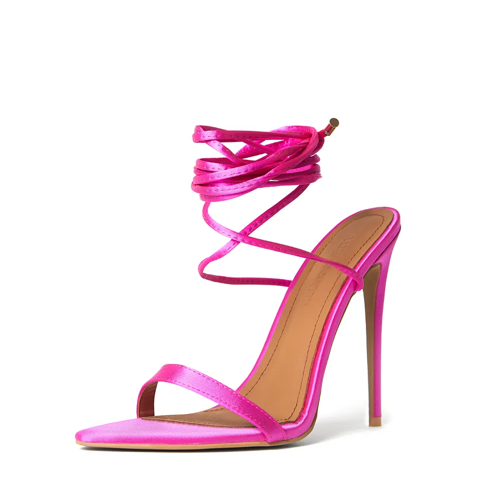 Raquel Hot Pink Satin Heels