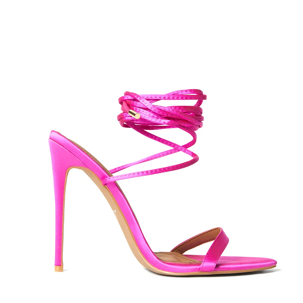 Raquel Hot Pink Satin Heels