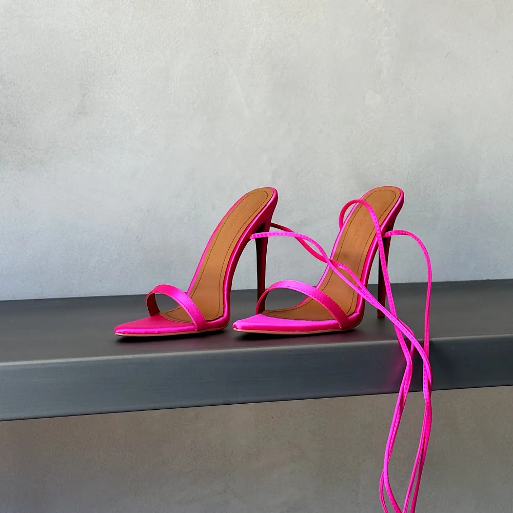 Raquel Hot Pink Satin Heels