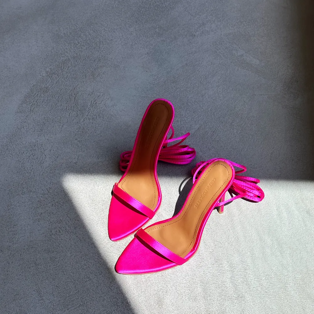 Raquel Hot Pink Satin Heels