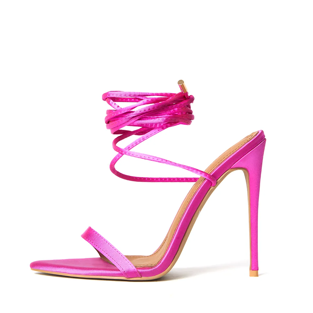 Raquel Hot Pink Satin Heels