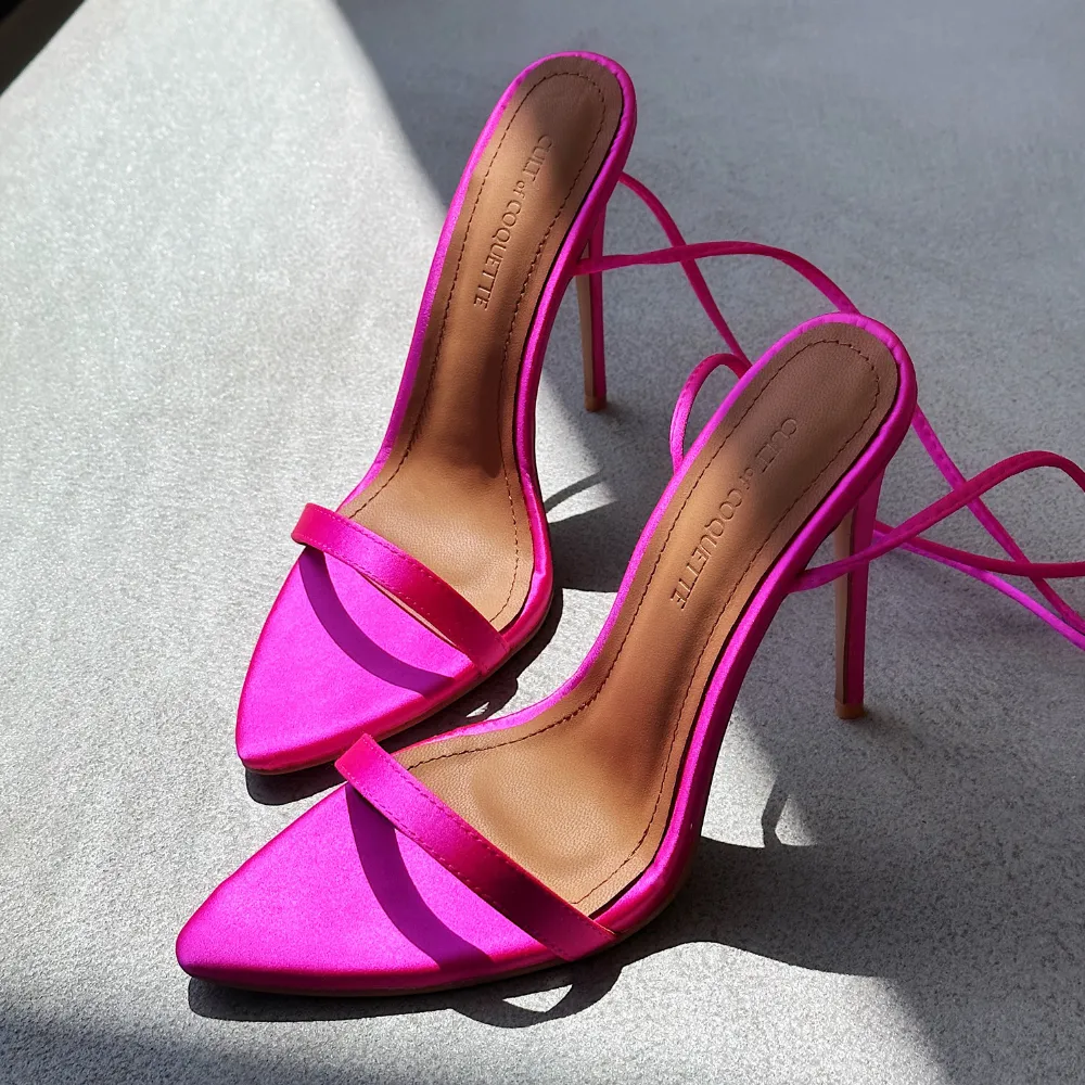 Raquel Hot Pink Satin Heels