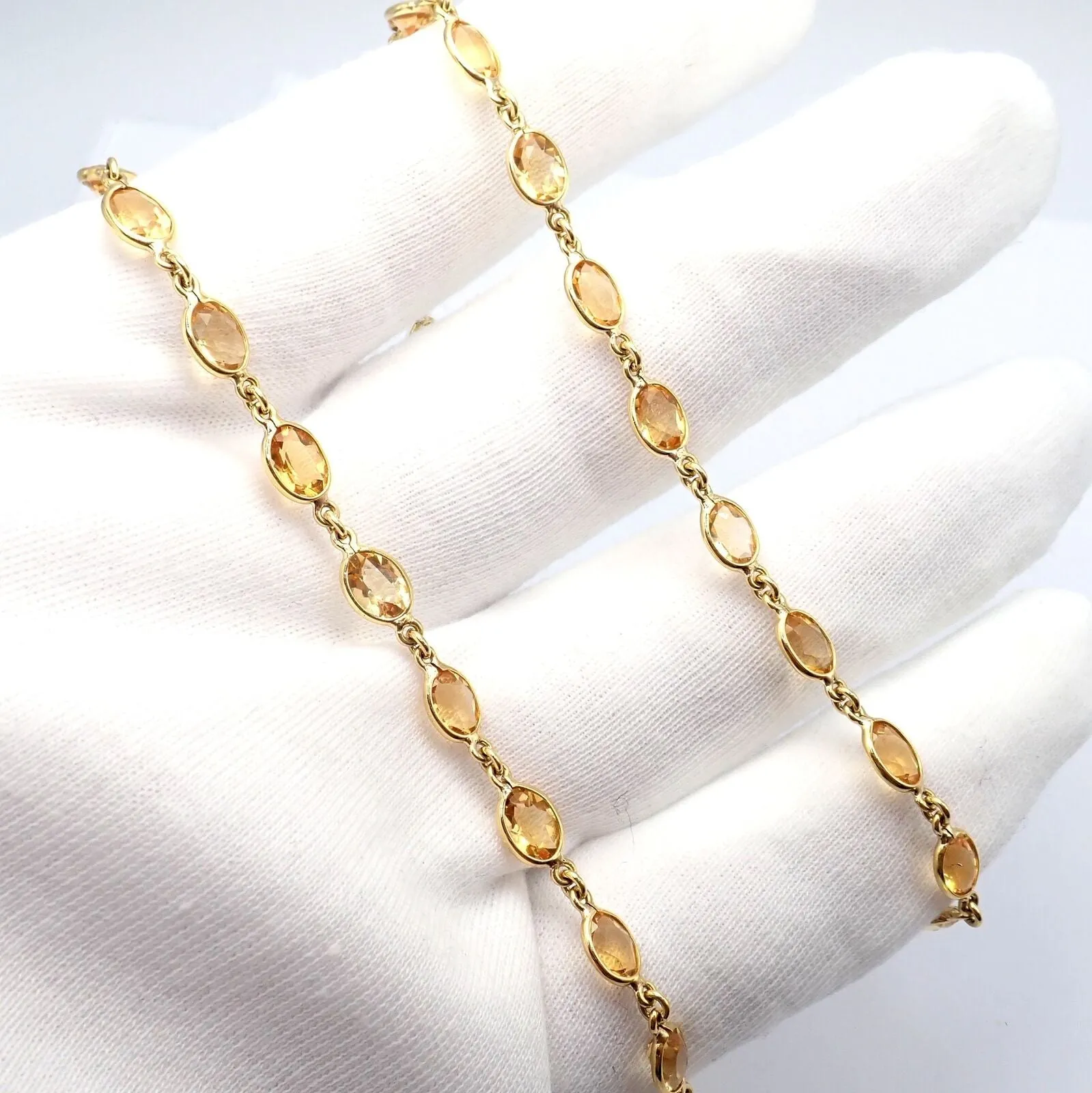 Rare! Authentic Laura Munder 18k Yellow Gold Citrine Long 24" Necklace