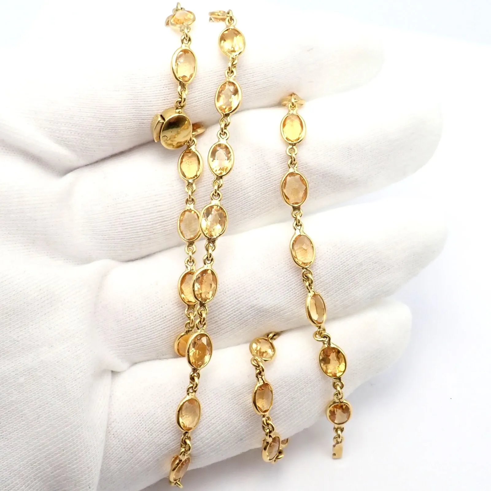 Rare! Authentic Laura Munder 18k Yellow Gold Citrine Long 24" Necklace