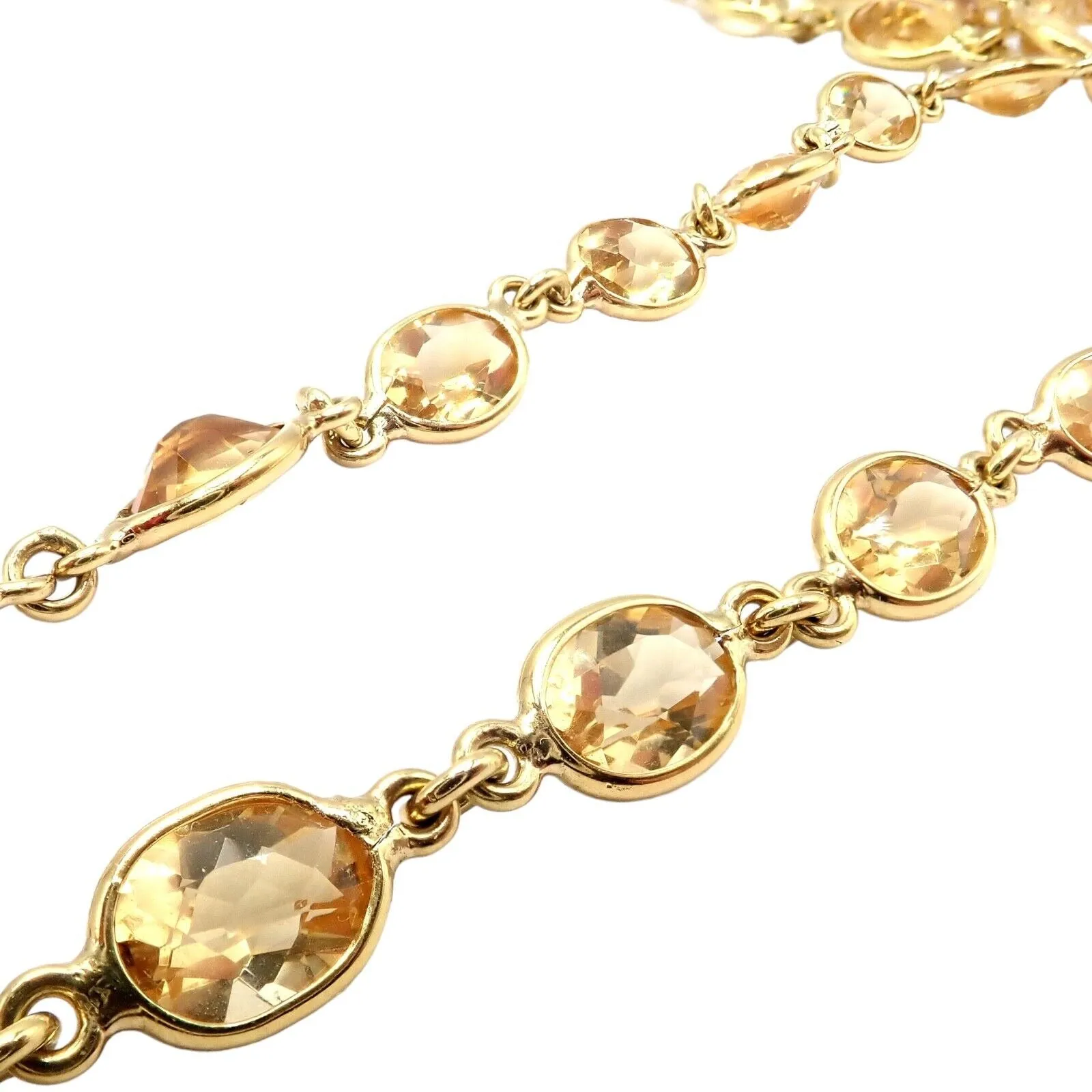 Rare! Authentic Laura Munder 18k Yellow Gold Citrine Long 24" Necklace