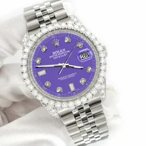 Rolex Datejust 116200 36mm 4CT Diamond Bezel/Lugs/Lavender 6 9 Baguette Dial  TFJ-142508623