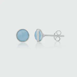 Savanne Sterling Silver & Blue Chalcedony Stud Earrings