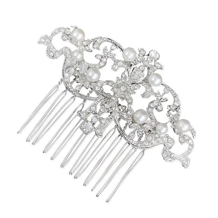 Shelley Crystal and Pearl Hair Comb