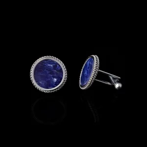 Silver Sodalite Leaf Cufflinks