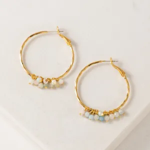 Sorrento Gemstone Beaded Hoop Earrings Morganite