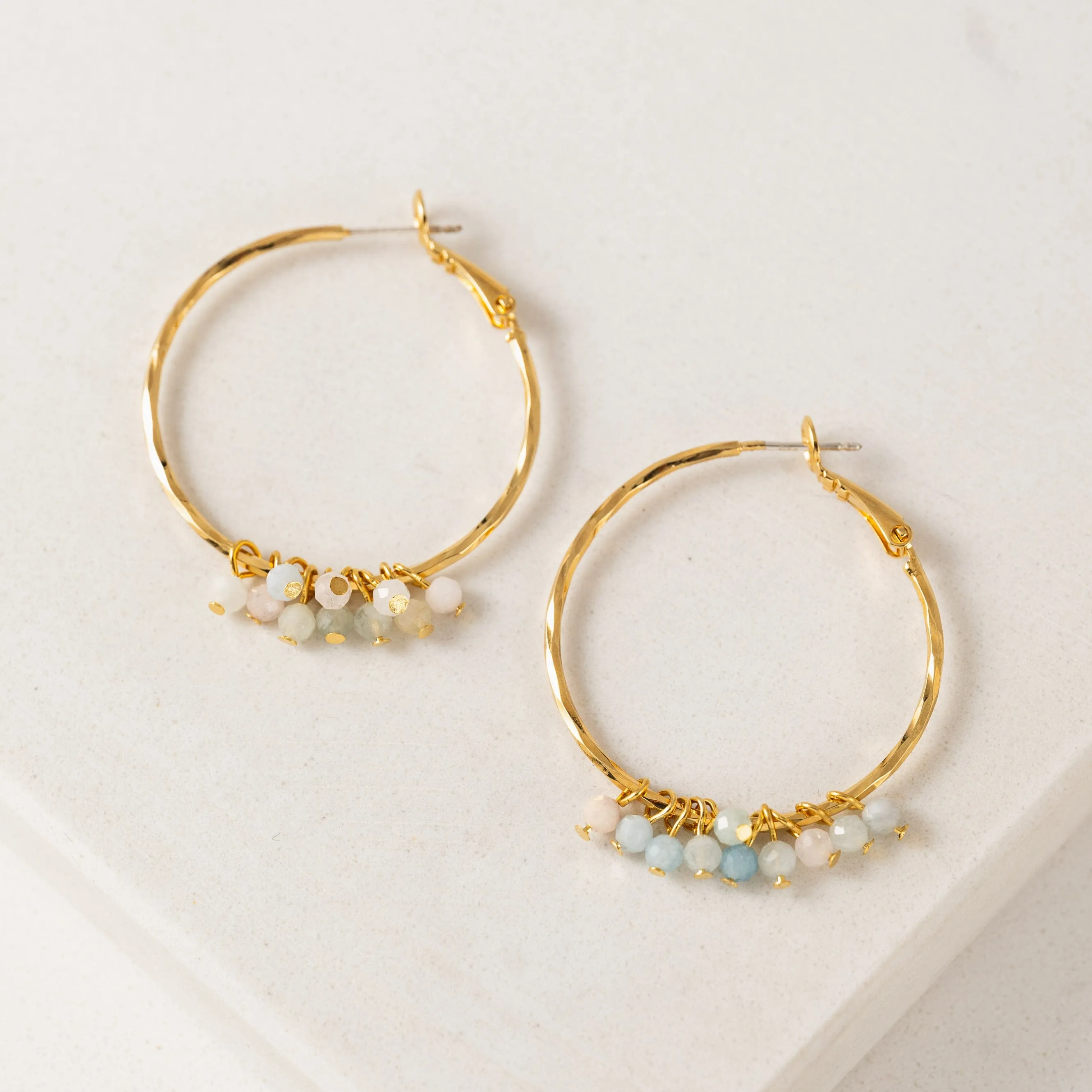 Sorrento Gemstone Beaded Hoop Earrings Morganite