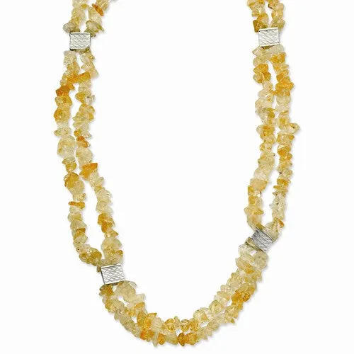 Stainless Steel Citrine Chip Necklace