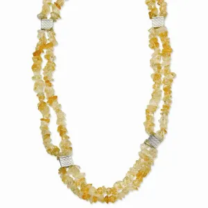 Stainless Steel Citrine Chip Necklace