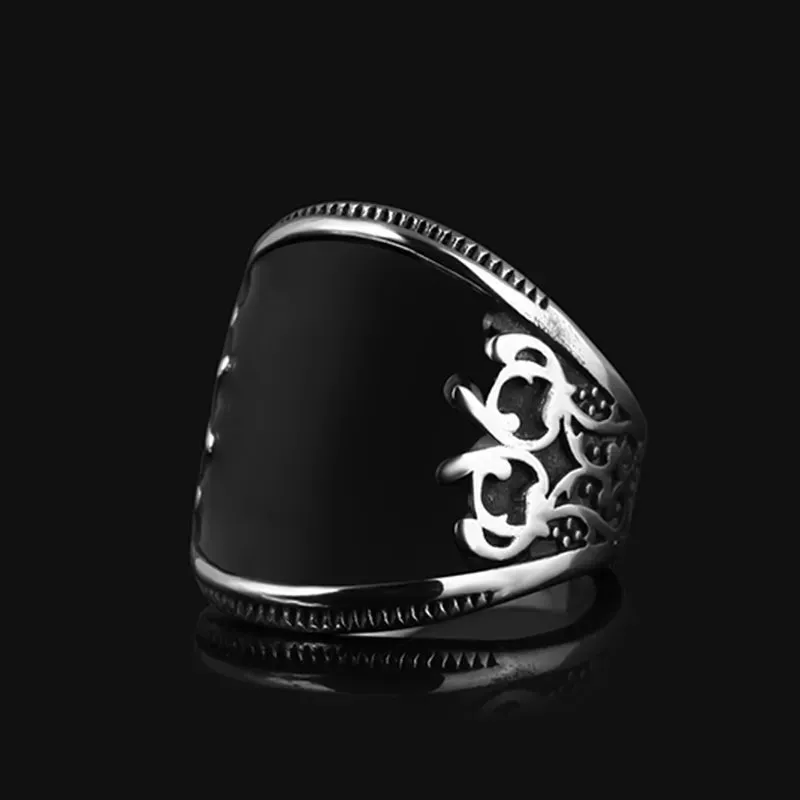 Stainless steel New Turkish Handmade Sign Vintage Ring For Men Women Carved Ring Inlaid Punk Motor Biker Anels Boyfriend Gfit