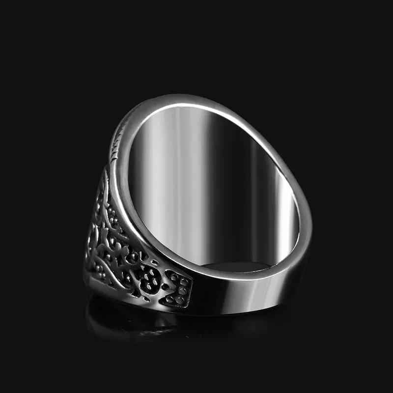 Stainless steel New Turkish Handmade Sign Vintage Ring For Men Women Carved Ring Inlaid Punk Motor Biker Anels Boyfriend Gfit