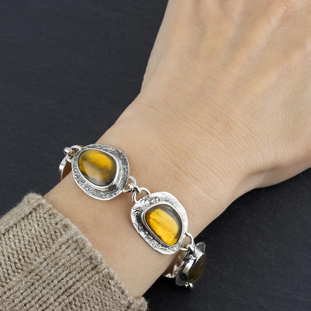 Sterling Silver and Amber Bracelet