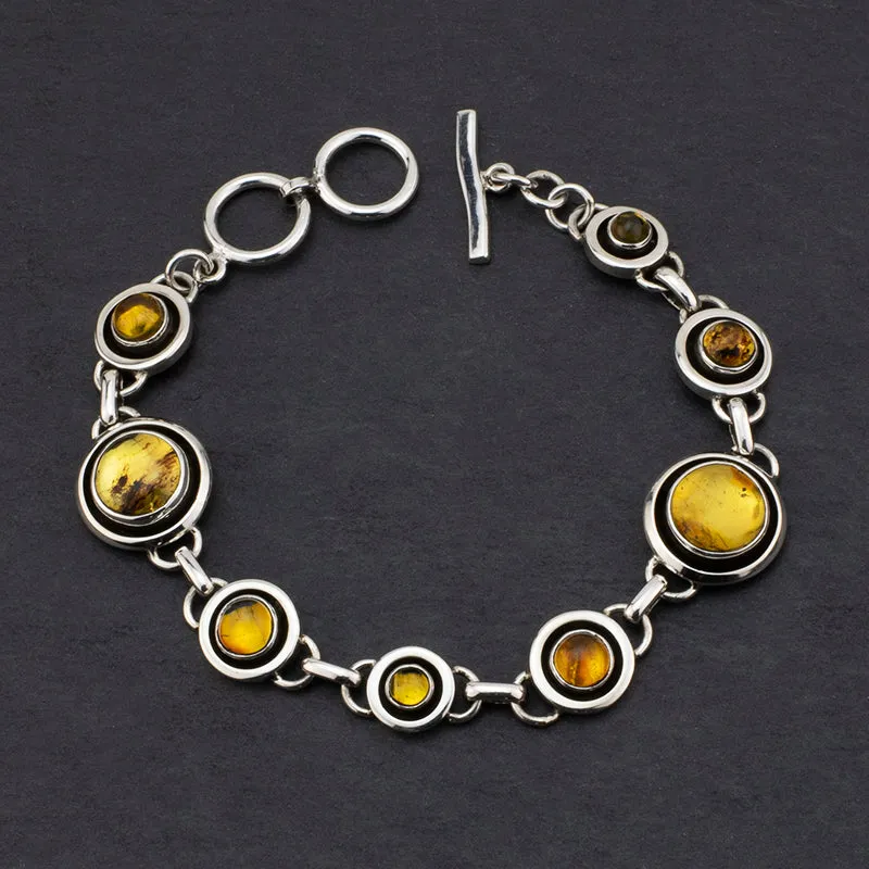 Sterling Silver and Amber Circle Bracelet