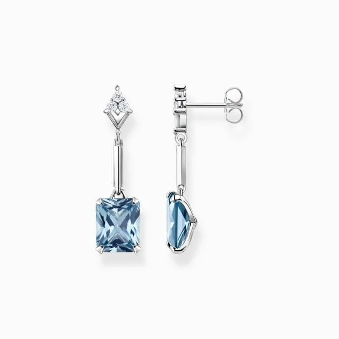 Sterling Silver Aquamarine Coloured Stone Earrings H2177-059-1