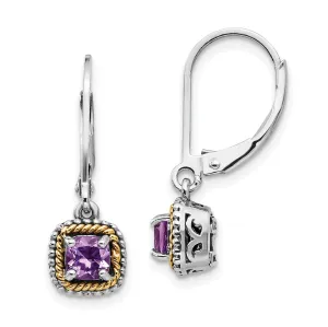 Sterling Silver Gold Amethyst Earrings