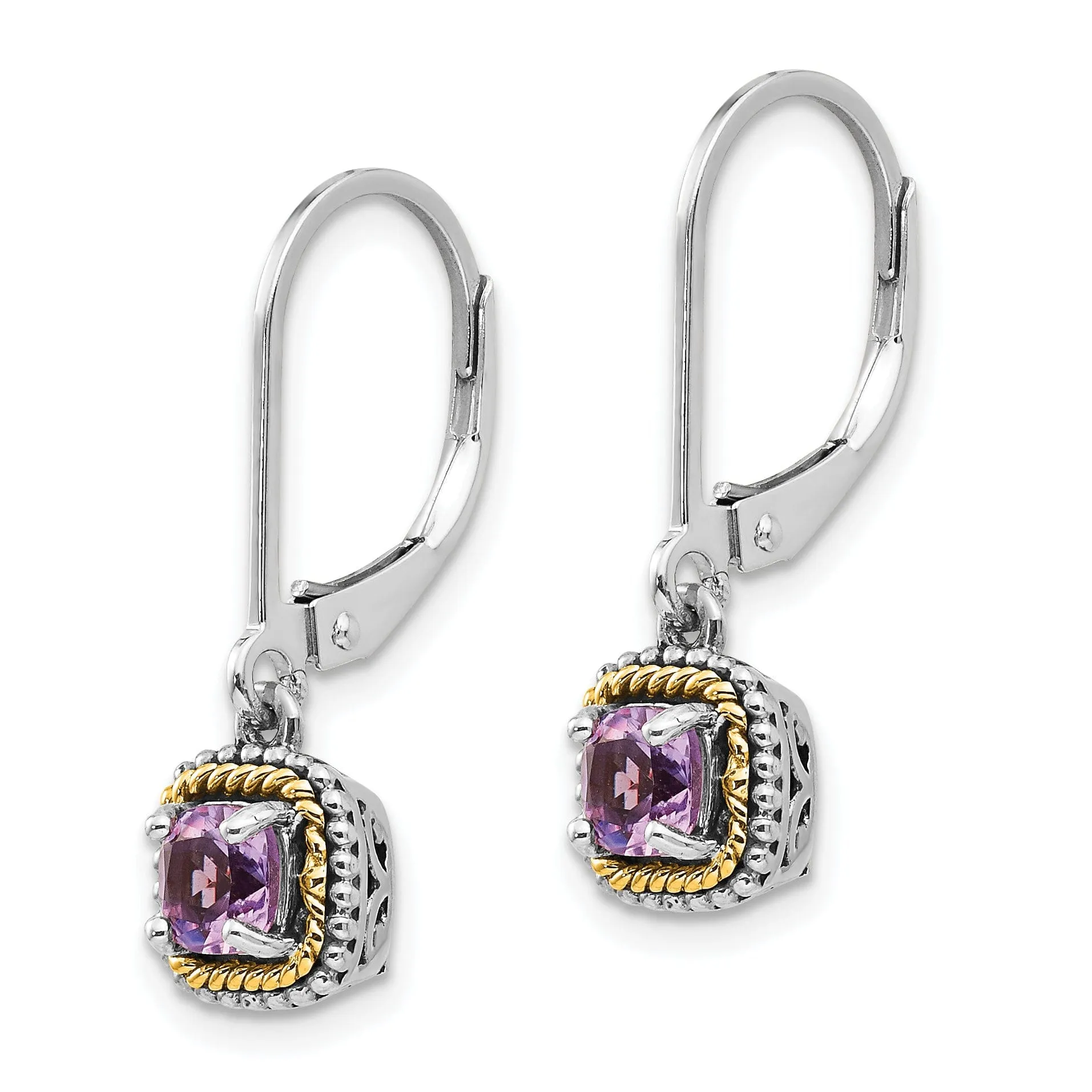 Sterling Silver Gold Amethyst Earrings