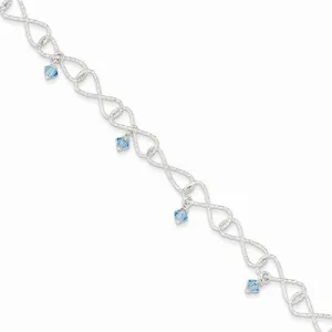 Sterling Silver Textured Aquamarine Bracelet