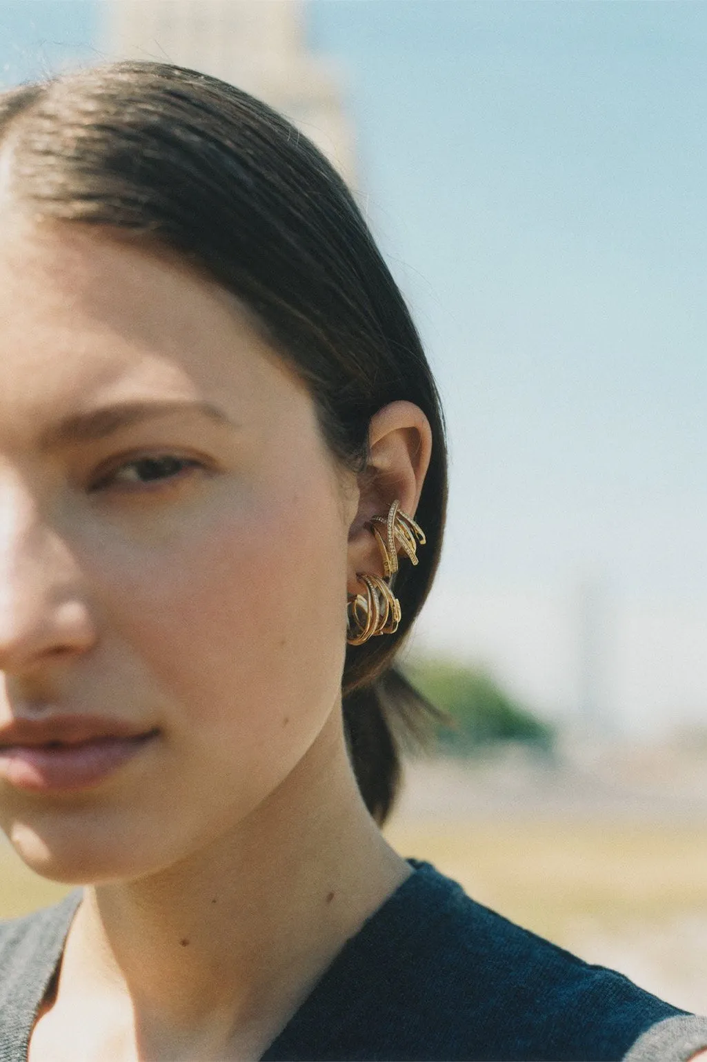 Stratum III - White Topaz and Gold Vermeil Ear Cuff