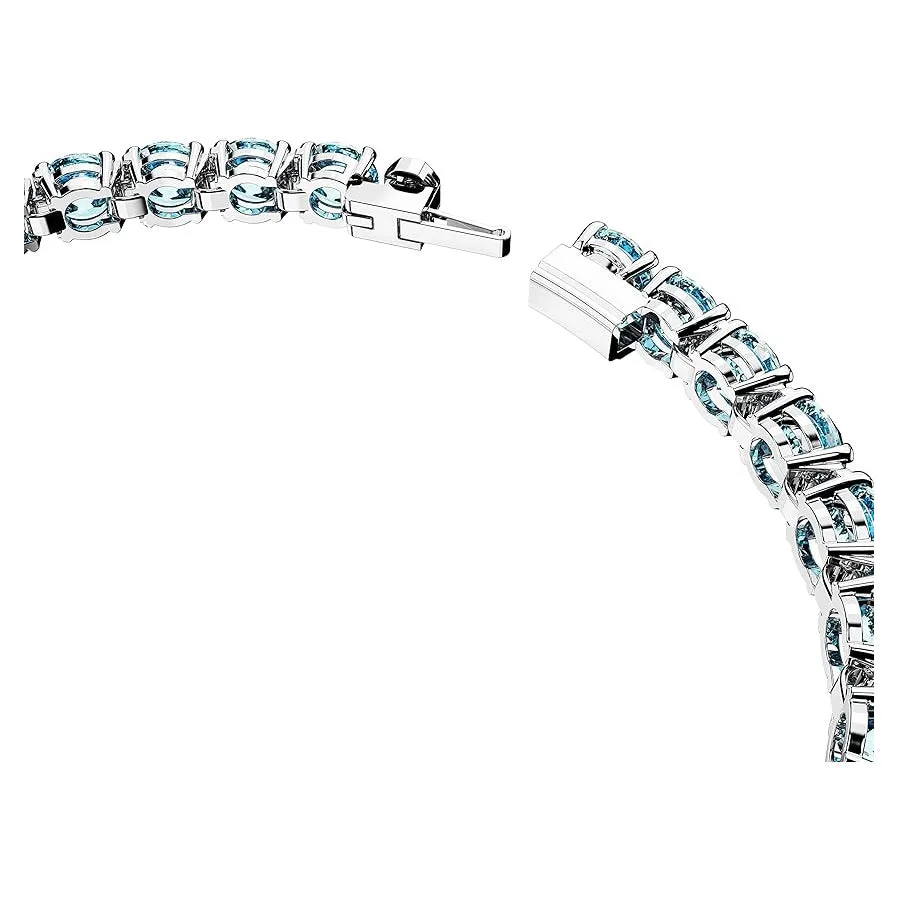 Swarovski Part of the Matrix Collection Women's Round Crystals in Light Aquamarine-Blue on Rhodium Finished Band Small Size Matrix Tennis Bracelet - 5648927