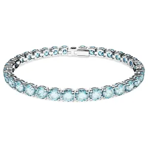 Swarovski Part of the Matrix Collection Women's Round Crystals in Light Aquamarine-Blue on Rhodium Finished Band Small Size Matrix Tennis Bracelet - 5648927