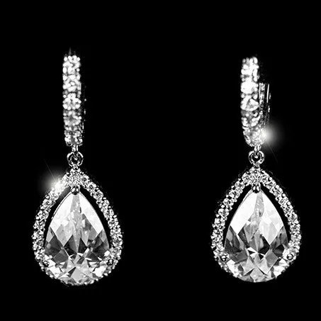 Tanya Pear Halo Drop Earrings | 4.5ct