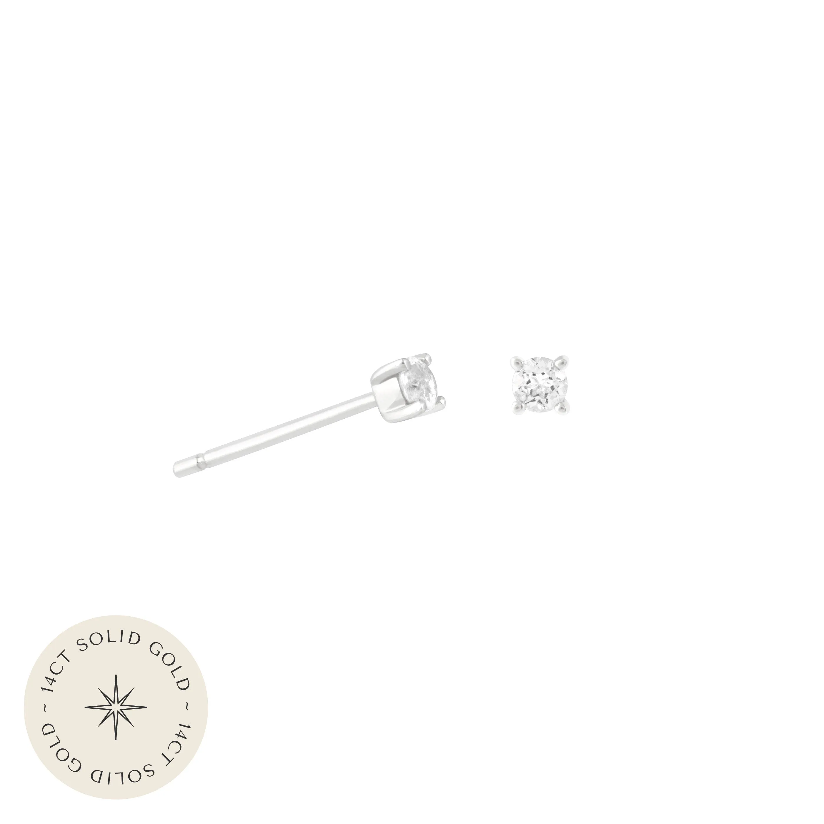 Topaz Stud Earrings in Solid White Gold