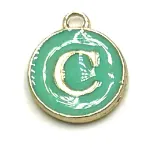 Turquoise Green & Gold Leetie Initial Necklace