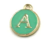 Turquoise Green & Gold Leetie Initial Necklace