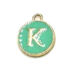 Turquoise Green & Gold Leetie Initial Necklace