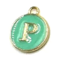 Turquoise Green & Gold Leetie Initial Necklace