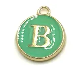 Turquoise Green & Gold Leetie Initial Necklace