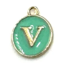 Turquoise Green & Gold Leetie Initial Necklace