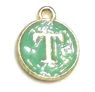 Turquoise Green & Gold Leetie Initial Necklace